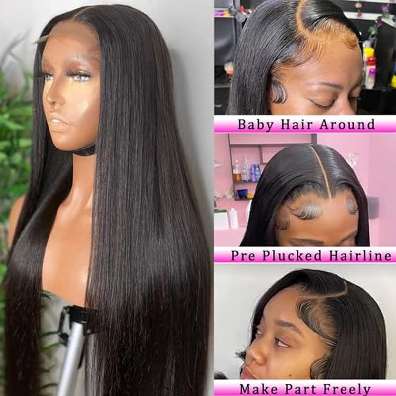 Lace Front Wigs Human Hair 4x4 Straight Human Hair Wigs for Black Women, 150% Destiny Brazilian Virgin Lace Closure Wig Pre Plucked With Baby Hair Natural Hairline(22 Inch, Straight Wig)