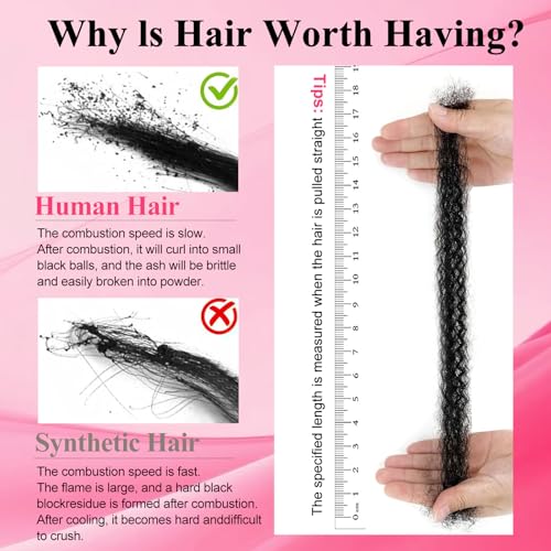 Afro Kinkys Bulk Human Hair for Braiding 2 Bundles 16 Inch 100g Afro Kinky-Curly Human Hair Bulk for Twist No Weft 4c Kinky Curly Bundles for Braids Micro Locs Dreadlock Extensions Nature Black