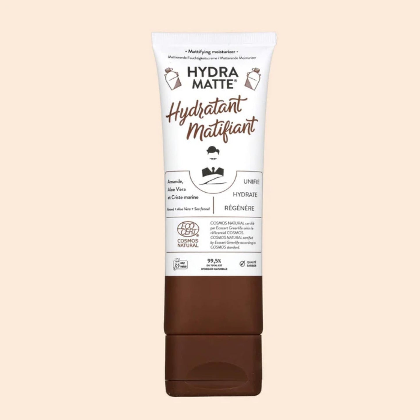 Monsieur Barbier Mattifying Moisturizer Face Cream Hydra Matte Hydrating Facial With Aloe Vera, Sweet Almond Oil, Sea Samphire Deep Hydration, Nourishes Eliminates Shine Non-greasy Made in France 75ml