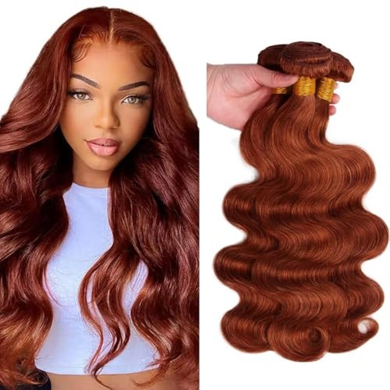 Reddish Brown 33 Human Hair Bundles 26 28 30 Inch Body Wave Bundles Human Hair Unprocessed 11A Brazilian Virgin Hair Weave 3 Bundles for Black Women