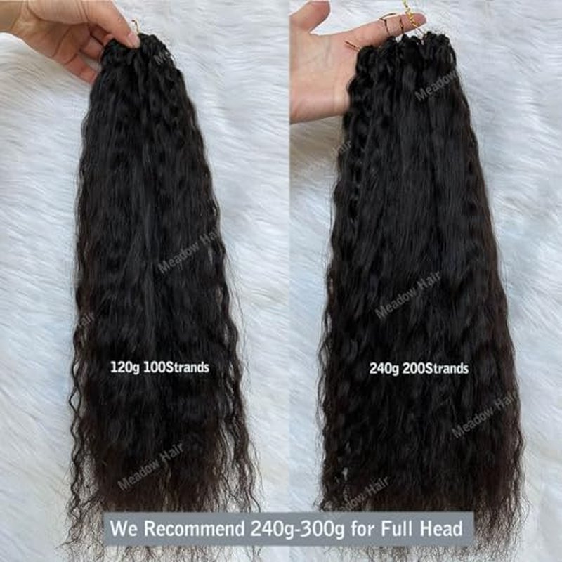 Knotless Crochet Human Hair Braids Extensions Pre Separated Wet and Wavy Brazilian Virgin Human Hair Braiding Bundles With Threading for Black Women Micro Link Meadow Hair 22inch 60g