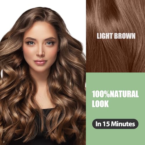 FARNDU Light Brown Hair Dye Shampoo 3 in 1 with Argan Oil ? 10-15 Min Gray Coverage, Natural Instant Hair Color Shampoo for Women and Men, Long-Lasting Up to 6 Months