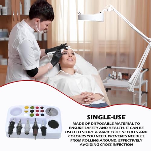 24Pcs Tattoo Ink Cup Tray-Disposable Plastic Pigment Trays Stand for Eyebrow Tattoo Ink Tattoo Ink Cups Holder Supplies Kits