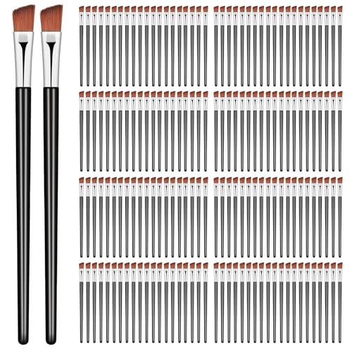 100 PCS Angled Eyebrow Brushes, Fine Angled Eyeliner Brush, Disposable Eyebrow Tint Brush, Eye Shadow Applicator Sticks Eye Brow Concealer Brushes for Beauty Cosmetic Make up Tool
