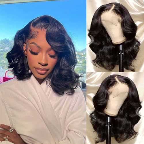 12 Inch Bob Wig Human Hair Short Body Wave Lace Front Wigs Human Hair 13x6 HD Lace Front Wigs for Women