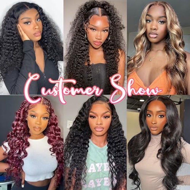 26 Inch Water Wave Lace Front Wigs Human Hair Wigs for Black Women 180% Density 5x5 HD Lace Front Glueless Wigs Human Hair Pre Plucked with Baby Hair Deep Curly Lace Frontal Human Hair Wig