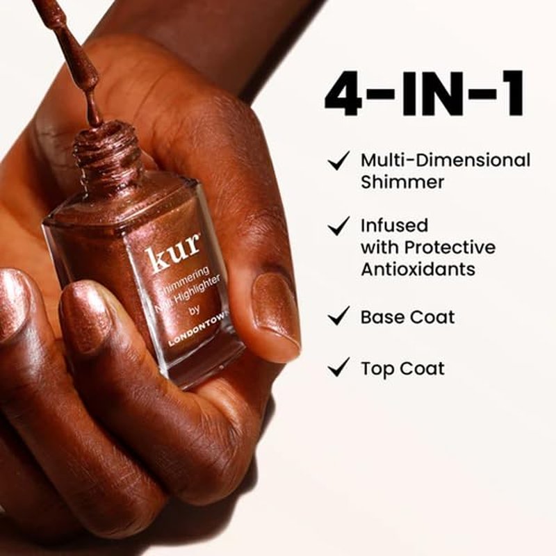 LONDONTOWN Shimmer Nail Highlighter - Iridescent Copper Rose Gold Nail Polish | Vegan & Cruelty-Free, 0.40 fl oz
