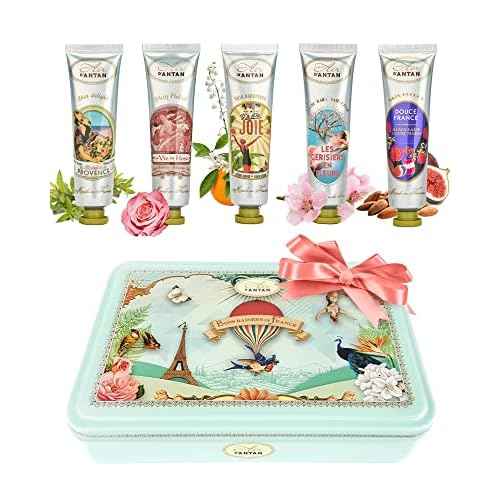 Un Air d'Antan French Nails & Hand Cream Gift Set 5 Pc Lotion Gift Set for Women - Lotion Sets For Women Gift: Hand Cream Set With Shea Butter - Almond, Verbena, Floral, Rose, Almond, Cherry Blossom