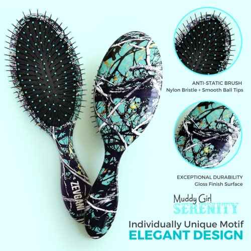 ZEVGANI Detangling Brush for Thick Curly Thin Long Short Wet or Dry Hair, Hairbrush for Women & Kids, Adds Shine Smooth Hair Comb Ultra-Soft Bristles Reduces Breakage, MuddyGirl (Turquoise)