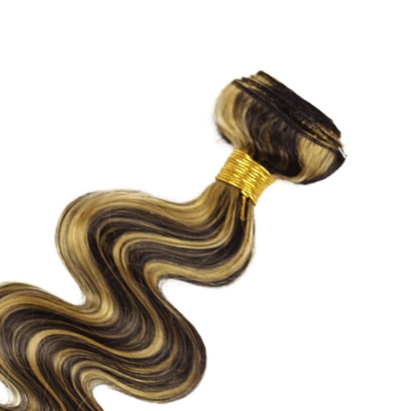 Human Hair Blonde Body Wave Bundles - 24 Inch Brazilian Virgin Soft Silky Remy Extensions | 2 Tone Black & Honey Blonde