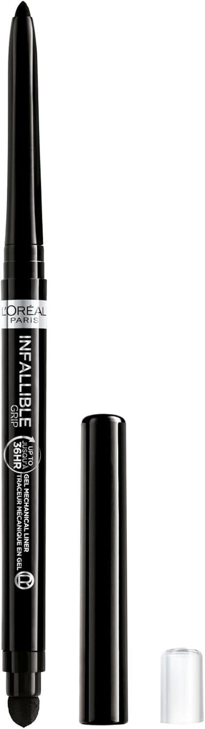 L'Oreal Paris Infallible Grip Eyeliner Pencil - Waterproof, Smudge-Resistant, Intense Black | 0.01 Oz, 36HR Wear
