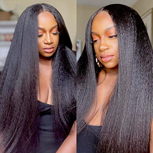 FQ Kinky Straight Bundles Human Hair 24 inch 10A Brazilian Kinky Straight Hair Weave Extensions For Black Women 100g/bundle Natural Color