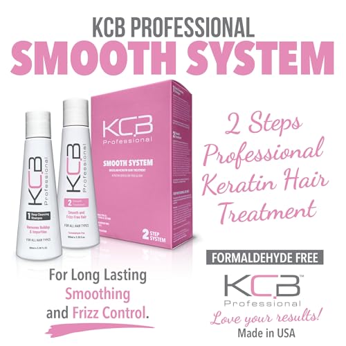 Smooth System, 2 Steps Brazilian Keratin Hair Treatment for Smoothing and Hair Frizz Control, Complex Blowout, Straightening, All Hair Types, Formaldehyde Free, 3.38 Fl oz / 100ml Kit