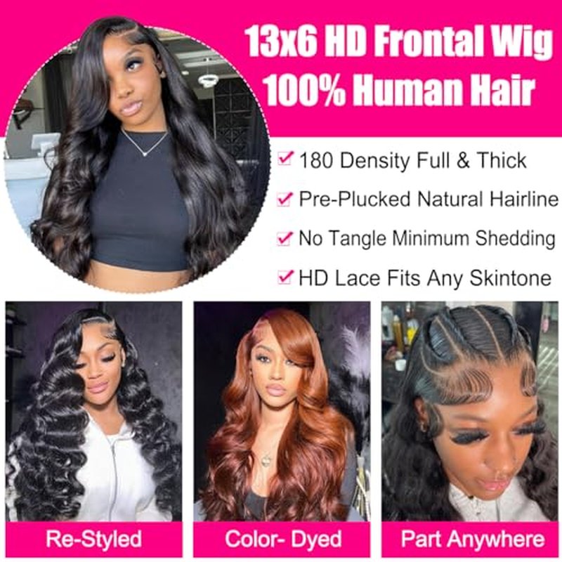 Worldnewhair 13X6 Lace Front Wigs Body Wave Human Hair 26 Inch - 200% Density Glueless Wigs Human Hair 13x6 Lace Frontal Wigs For Black Women