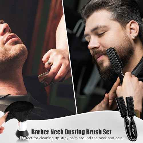NICEMOVIC 10 in 1 Hair Cutting Barber Cape with Neck Duster Brush Barber Brush Neck Strips Hair Combs Hair Clips, Professional Barber Accessories Cleaning Supplies for Salon Haircut Styling