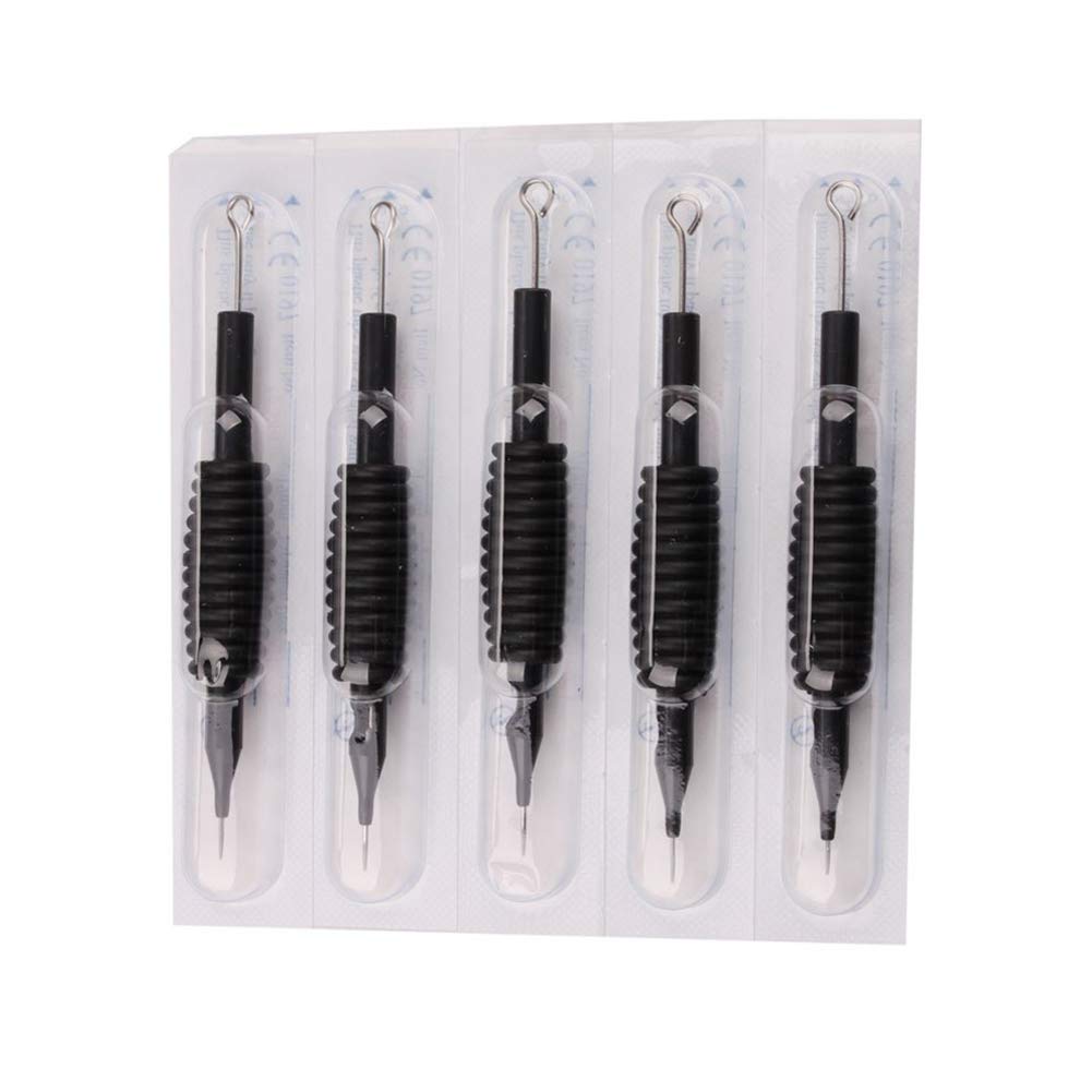 50PCS Disposable Sterilized Conjoined Tattoo Needles and Tubes Grip 5RL(19mm)