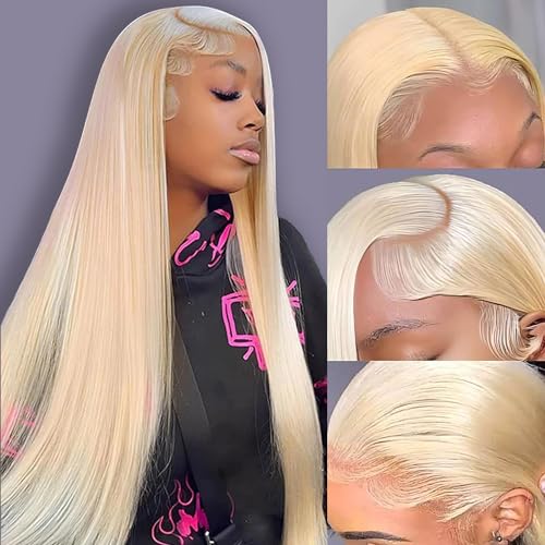 30 Inch 613 Lace Front Wig Human Hair Blonde 13X6 HD Transparent Lace Front Wigs Human Hair 180% Density Blonde Glueless Wigs 613 HD Straight Lace Frontal Wig Pre Plucked
