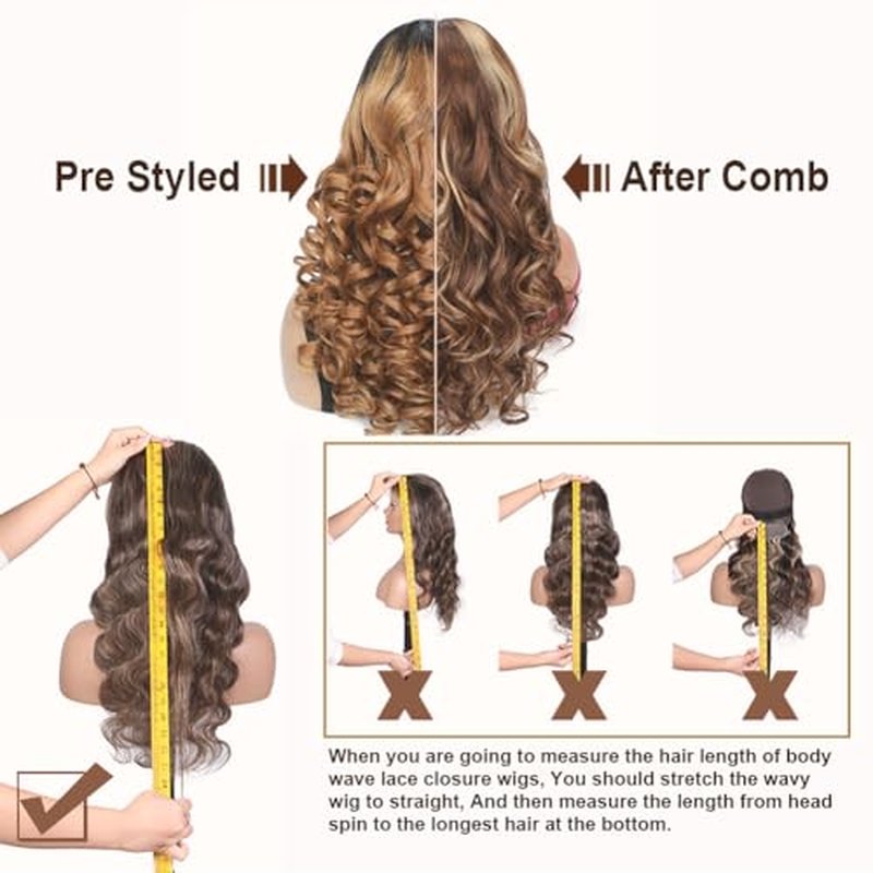 1B/30 Lace Front Wigs Human Hair Highlight Ombre 5x5 Pre Cut Lace Front Wigs Human Hair Dark Root to Brown 5x5 HD Lace Closure Wigs Glueless Bouncy Body Wave Lace Frontal Wigs 180 Density 20 Inch