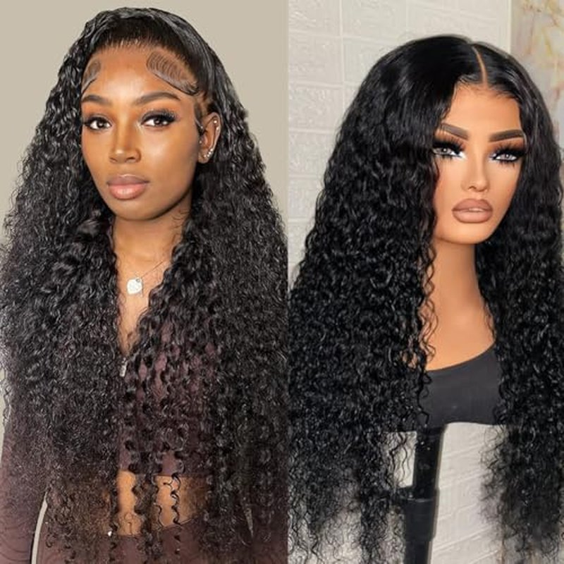24 Inch Deep Wave Lace Front Wigs Human Hair 180% Density 13x6 HD Lace Frontal Wigs Human Hair Pre Plucked with Baby Hair Deep Curly Wigs for Black Women Natural Color