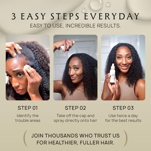 Hair Growth Oil Spray - 100% Pure Ingredients For Non Greasy, Thicker & Stronger Hair - Organic Batana, Castor, Biotin, Saw Palmetto, and Rosemary Oil Gifts for Men & Women Scalp - 4.1 Fl Oz