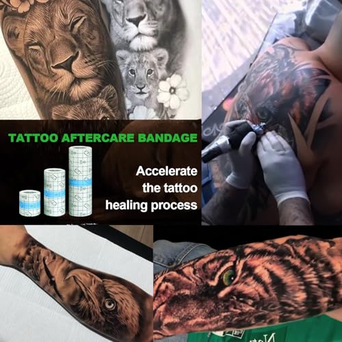 5 Rolls Tattoo Aftercare Bandage - Jconly Waterproof Tattoo Film Second Skin Tattoo Cover Up Patch Tape Healing Wrap Tattoo Supplies for Swimming, Shower, Wound Initial Healing(2,4,6,8,10 Inch)