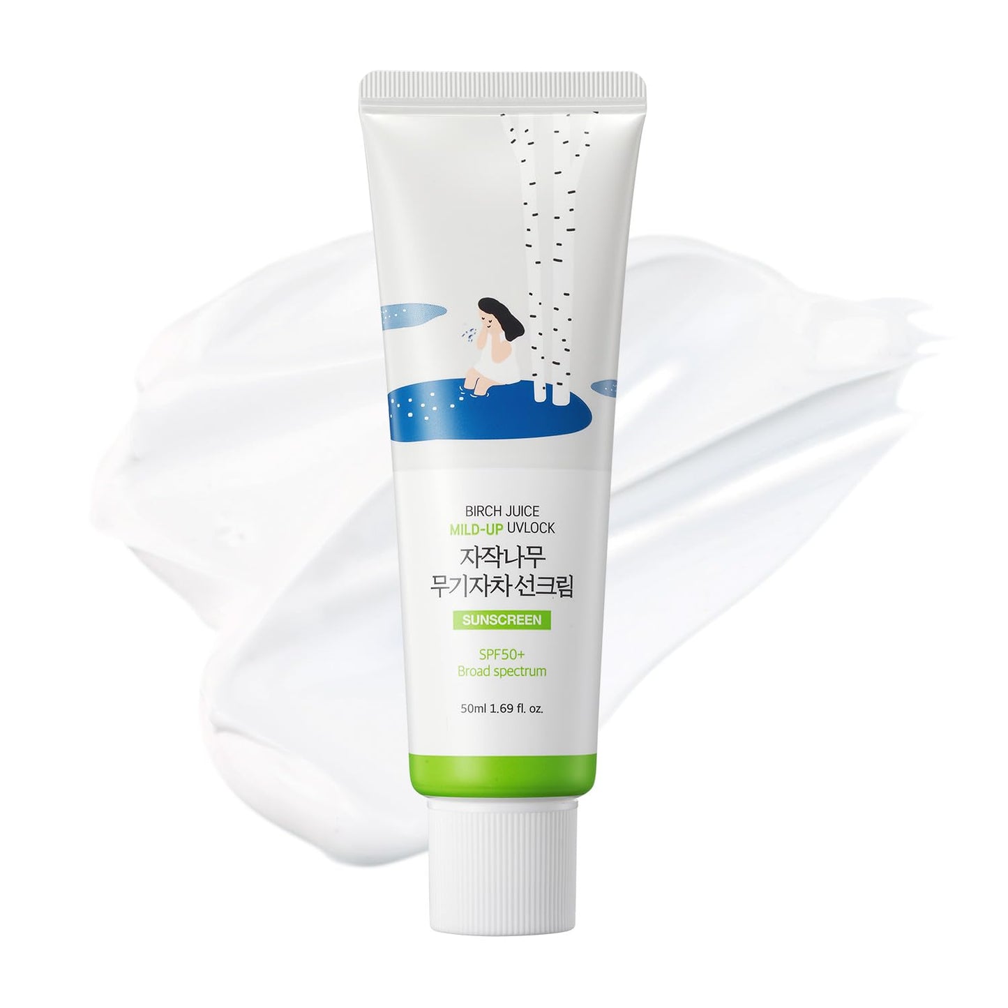 Birch Juice Mild-Up UV Lock SPF 50+ Sunscreen - Lightweight Zinc Oxide Formula for Sensitive Skin | 1.69 Fl Oz