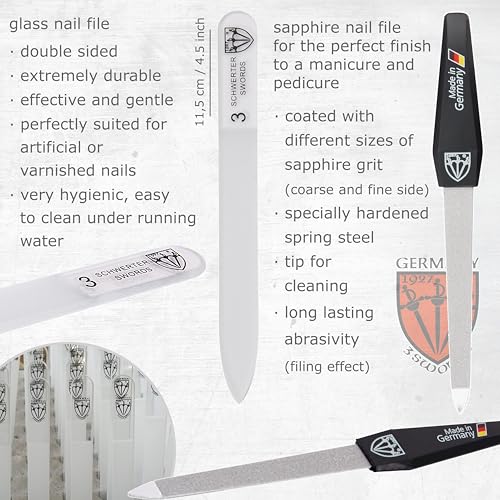 3 Swords Germany - brand quality 8 piece manicure pedicure grooming kit set synthetic leather case ostrich cognac - Made in Germany