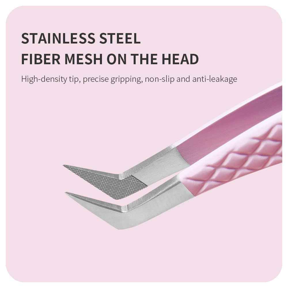 ANNAFRIS Eyelash Extension Tweezers,Fiber Tip Grip Boot Volume Lash Tweezers,Professional Pointed Lash Extension Tweezers for Easy Lash Application and Removal(4Pcs-F03/04/07/08)