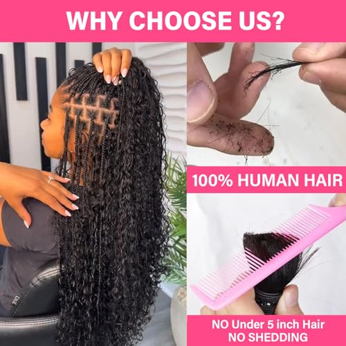 Human Braiding Hair for Boho Braids, 100 Percent Wet and Wavy Human Hair for Boho Knotless 12A Deep Wave Boho Human Braiding Hair Curly Hair Extensions 100g 2 Bundles Natural Color