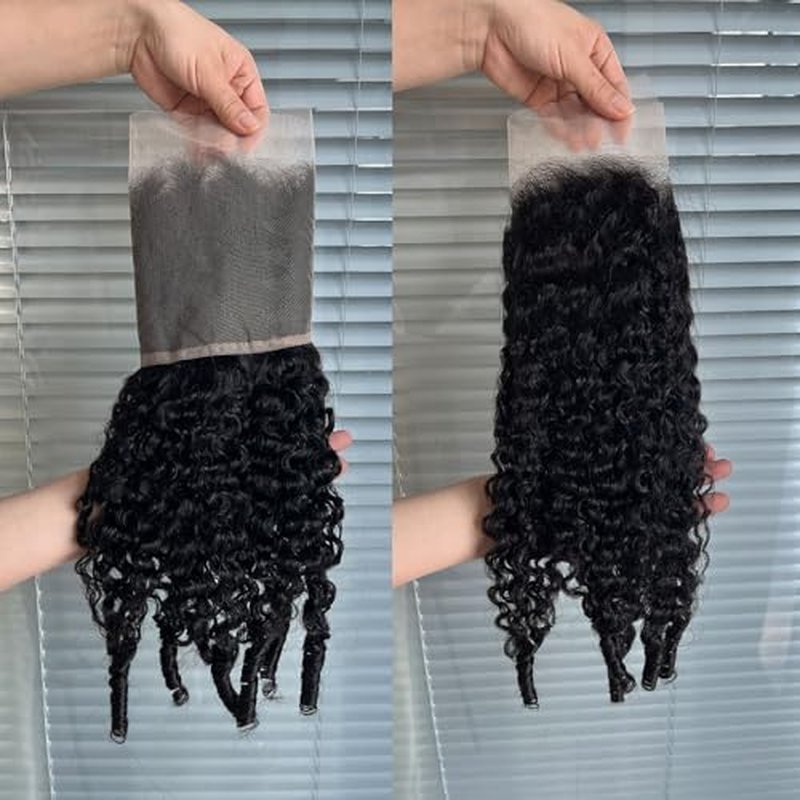 13x6 Lace Frontal Burmese Curly Human Hair 13x6 Frontal Transparent HD Lace Closure Water Wave 100% Real Human Hair Natural Black 1B Color 18 Inch