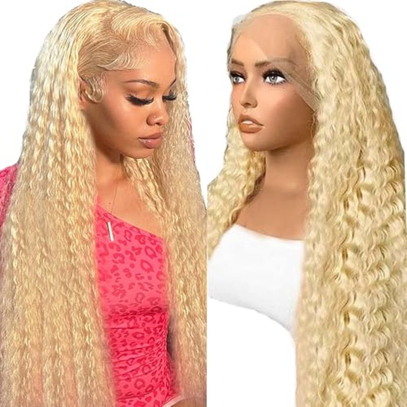 Deep Wave Lace Front Wigs Human Hair 613 Blonde 13x6 Lace Front Wig Human Hair Pre Plucked Glueless Wig for Women 24 Inch