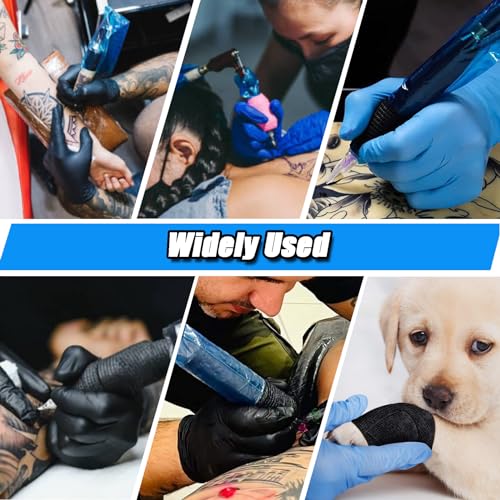 200 Pcs Tattoo Machine Covers & 12 Rolls Grip Tape - Large Disposable Pen Sleeves 2.56x7.08 Inch, Anti-Slip Vibration Control for Tattoo Artists