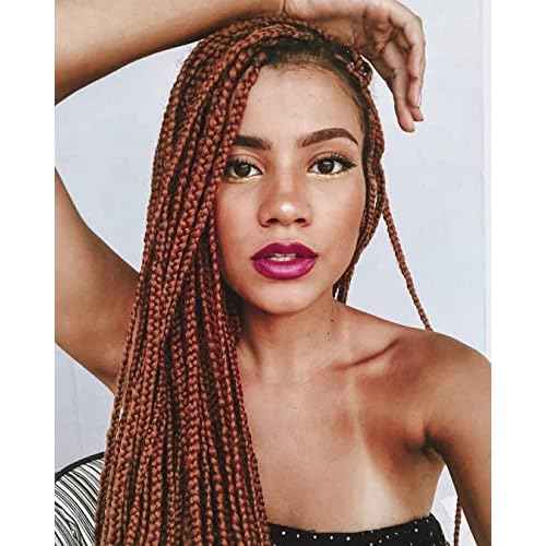 Themis Hair Ginger Crochet Box Braid 24inch 6 Packs Midium Size Premium Synthetic Crochet Braids Waist Length Individually Prelooped Handmade Soft Braids Hair Extension For Girls Women(24inch,350)