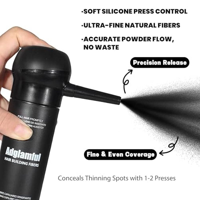 Hair Fibers for Thinning Hair, Hair Building Fibers Spray with Spray Applicator, Undetectable & Long-lasting, Instant Hair Coverage for Men & Women (Black, 30g)