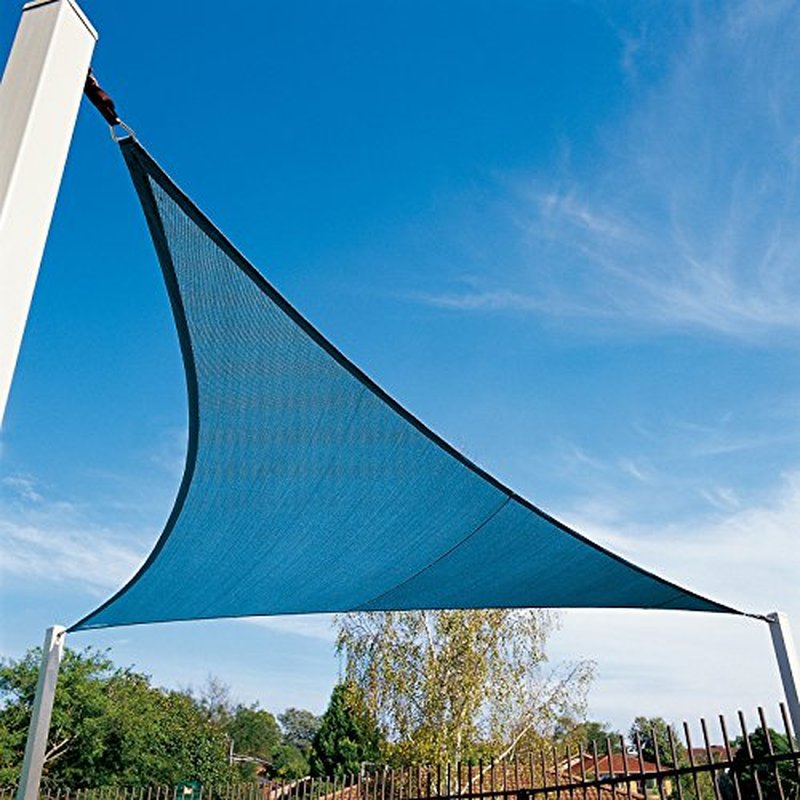 Coolaroo Coolhaven Shade Sail Kit - 95% UV Block Breathable Outdoor Sun Shade with Stainless Steel Hardware for Patio, Deck, Garden, or Pool, 18 ft Triangle, Sapphire