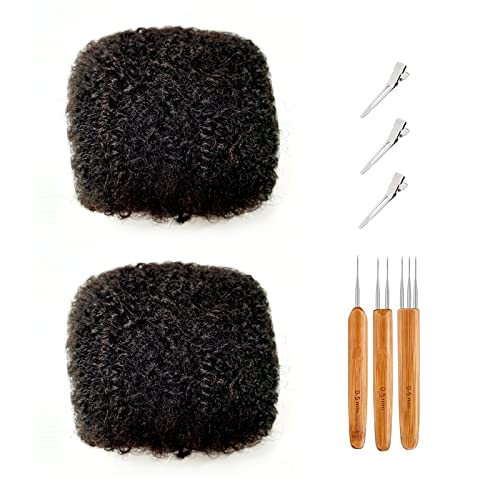 Afro Kinky Bulk 100 £¥ Human Hair for Dreadlock Extensions,16 Inch 60g 2 Bundles/Package Black,Making Dreadlocks Twist or Braids Repair Extensions