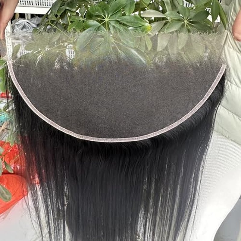 13x6 HD Swiss Lace Melt Skin Lace Closure Long Deep Parting Raw Hair Materials Straight Style Much Fuller with Natural Hair Line Human Hair Natural Black Color (16inch, HD 13x6 lace frontal)