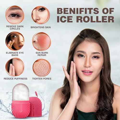 Ice Roller for Face and Eye Glow Naturally and Skincare, Ice Face Roller, Ice Facial Cube, Gua Sha Face Massage, Ice Roller Face for Beauty and Skin Care Gift for Men & Women Face Ice Roller (Pink)