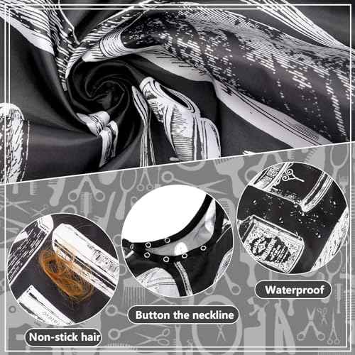 FEBSNOW Hair Cutting Cape Kit,Professional Barber Cape with Neck Duster Brush for Adults Waterproof Hairdressing Salon Cape with Adjustable Closure Snap Salon Barber Supplies