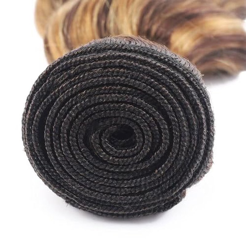 P4/27 Highlight Blonde Bundles Human Hair Loose Wave Bundles 34 34 34 Inch Human Hair Weave 3 Bundle Unprocessed Brazilian Virgin Hair Brown Loose Deep Wave Human Hair Extensions 50 Grams/Bundle