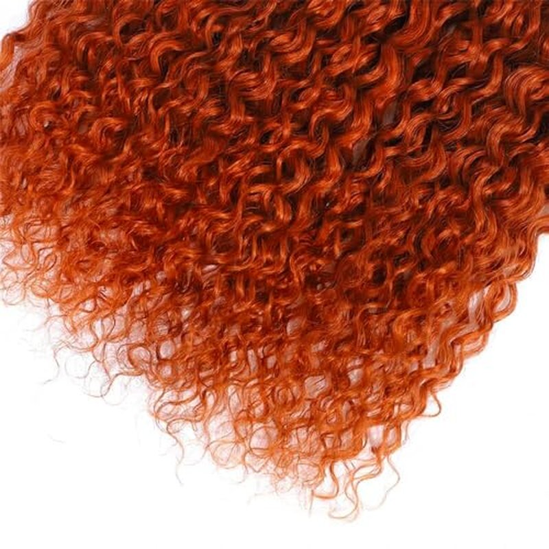 Color 350 Bundle Ginger Curly Wave Human Hair Bundles 8A Grade Color 350 Kinky Curly 3 Bundles 26 28 30 Inch Ginger Orange Bundle Hair Extensions 300G