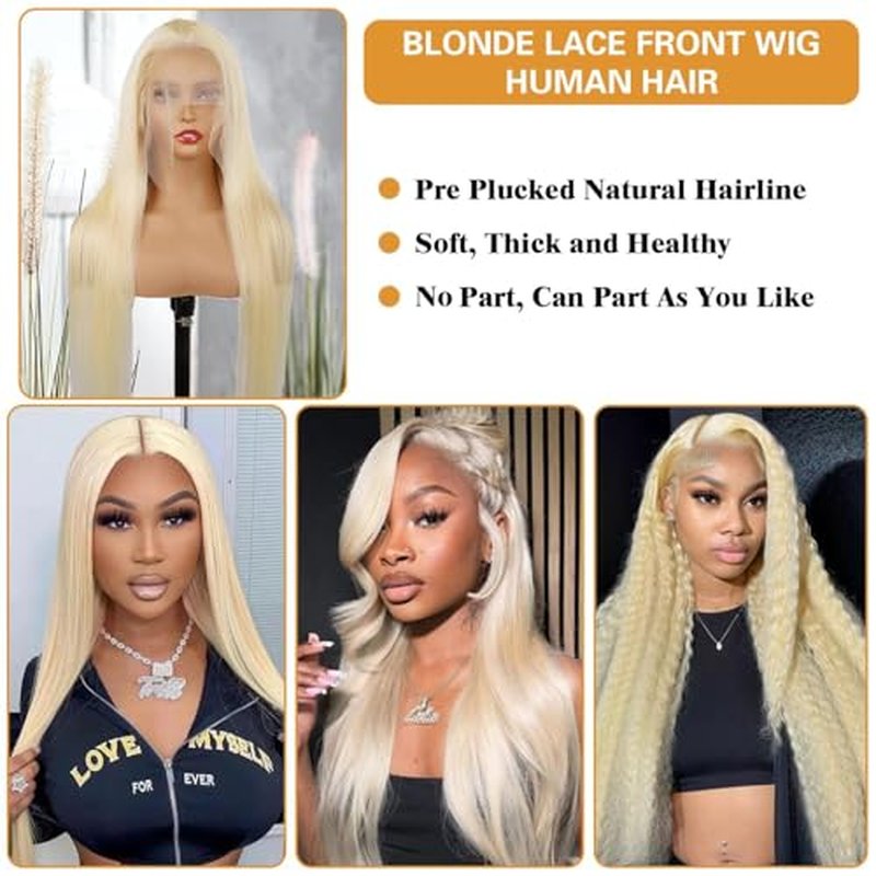 613 Lace Front Wig Human Hair 200 Density 613 13x6 Straight Blonde Human Hair Wig Pre plucked for Women 613 HD Lace Frontal Wig 13x6 22 Inch