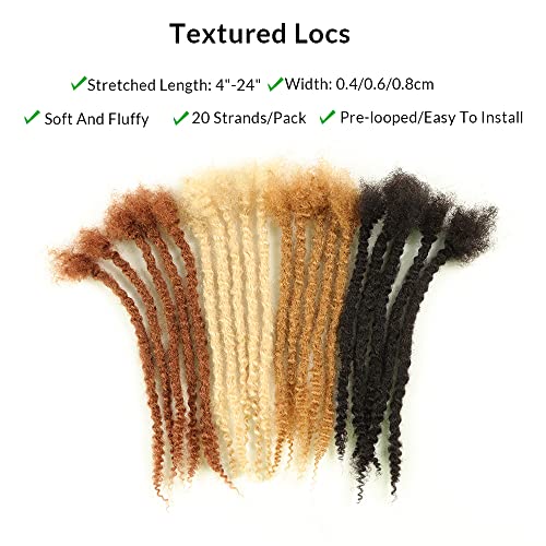 Orientfashion 8inch Textured loc Extensions Human Hair Curly Ends 0.6 Thickness Full Hand-made Permanent Dreadlock Extensions Human Hair for Women/Men(8inch 0.6cm-20strands,#27)