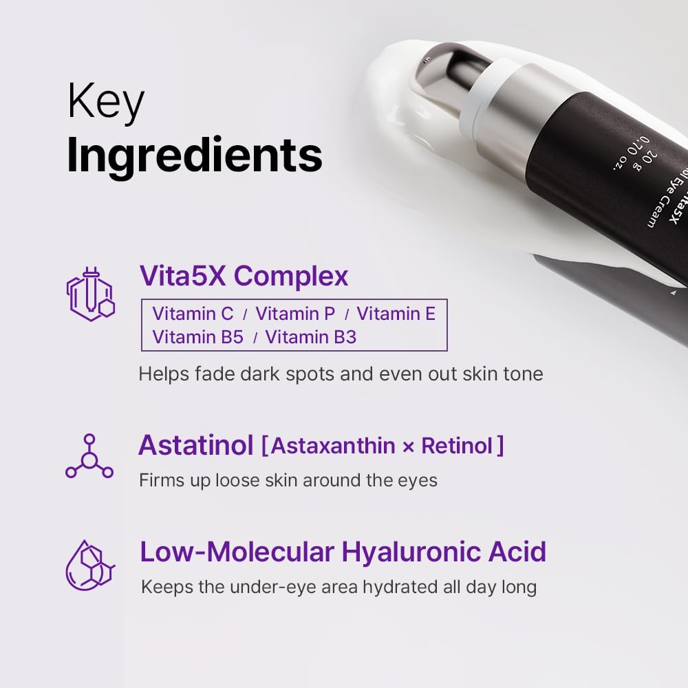 D'AMU Retinol Eye & Neck Cream – Brightening & Firming Cream for Dark Circles, Wrinkles & Pigmentation with Vita 5X, Astaxanthin & Spicule – Korean Skincare – 1.6 oz