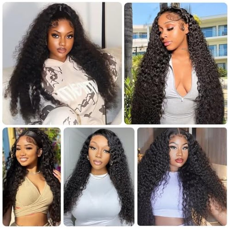 12A Deep Wave Human Hair Bundles 14 16 18 Inch Raw Curly Bundles Human Hair 100% Unprocessed 3 Bundles Brazilian Virgin Human Hair Extensions Quick Weave Natural Black Color