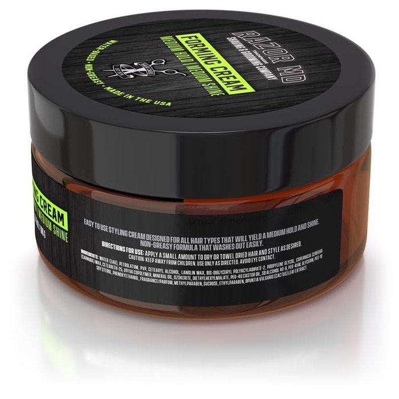 Razor MD Water-Based Forming Cream - Medium Hold & Shine | Men's Hair Styling Product, 3.75 oz