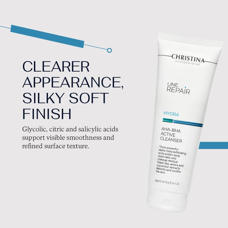 AHA BHA Exfoliating Facial Cleanser - Deep Cleansing Face Wash with Citric & Salicylic Acid | Refreshing Green Tea - 250ml