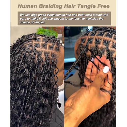 Bulk Human Hair for Braiding - 12A Curly Human Hair Bundles for Black Women - 24 inch, Deep Wave, No Weft, Boho Braids - 100% Unprocessed Brazilian Virgin Human Hair Extensions - Beauty Youth