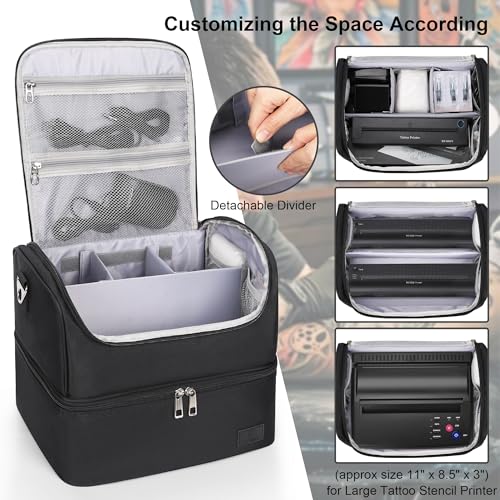 Tattoo Travel Case Holds 54 Bottles (30ml/1fl.oz) & Tattoo Supplies and Equipment, Large Travel Carring Case Double-Layer Organizer Shoulder Bag for Large Tattoo Stencil Printer