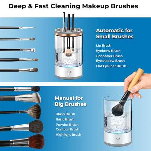 Electric Makeup Brush Cleaner with Brush Clean Mat, USB Charging Automatic Electric Makeup Brush Cleaner, Makeup Brush Cleaner Machine Fit For All Size Makeup Brush, Great Gift for Women Girls